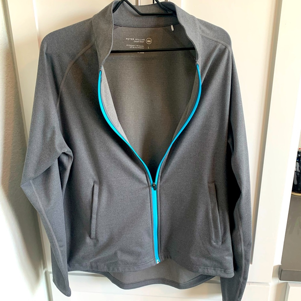Peter Millar grey/blue zip jacket large